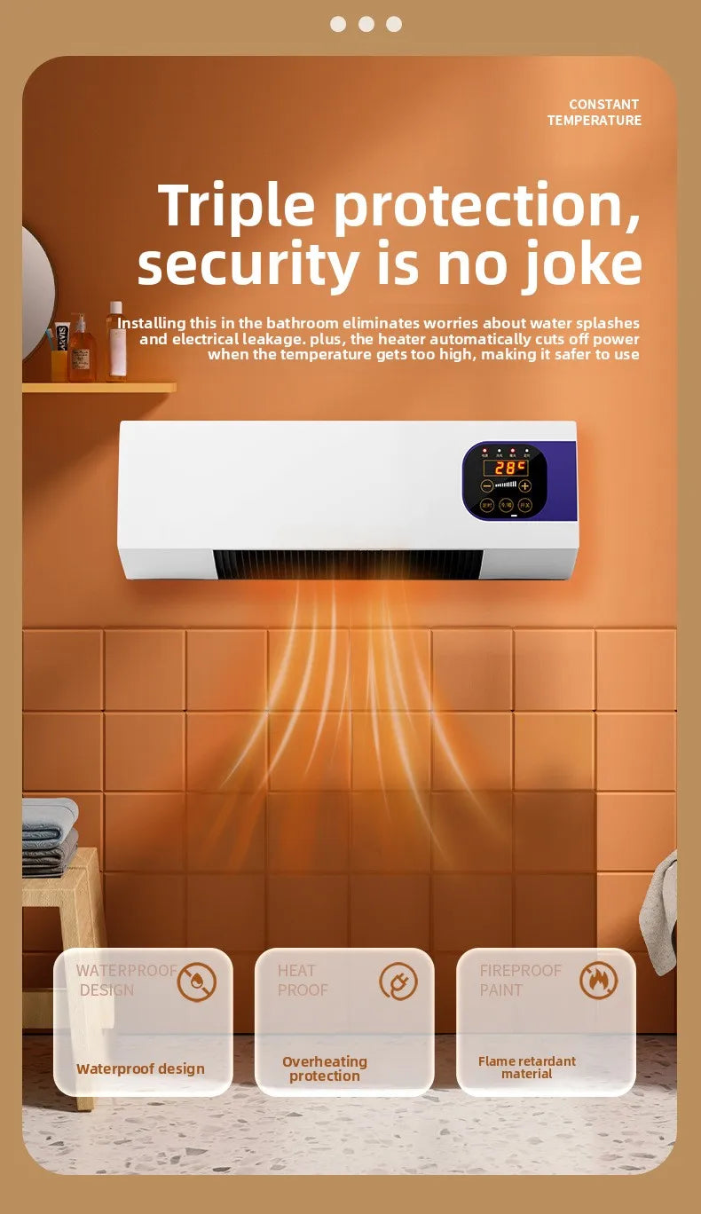 Household Wall Mounted Bathroom Energy Saving Quick Heating Electric Heater Desktop Remote Control Dual Purpose Heater