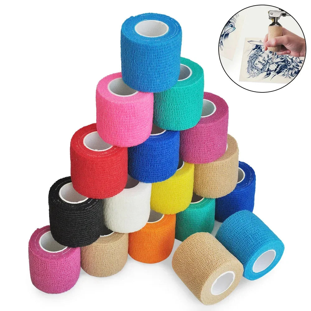 6/10/12pcs First Aid Self Adhesive Cohesive Elasticity Bandages Sports Tape For Wrist Ankle Sprains & Swelling Tattoo Cover