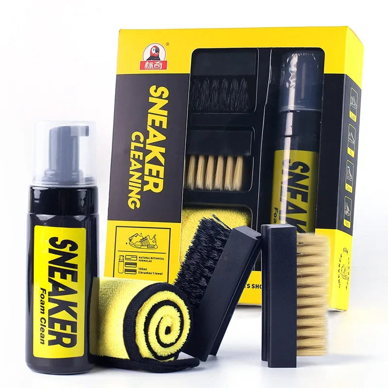 150ML Water-Free Foam Sneakers Cleaner Shoe Brush Shoe Suit Foam Dry Cleaning Shoes Cleaner Cloth Work on White Shoe Suede Boot