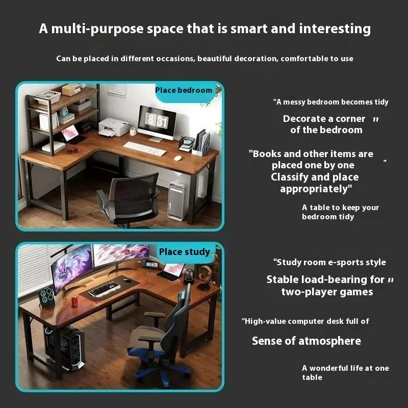 47 in Computer Desk with Drawer, Storage Cabinet Shelve, L Shape Home Office Reversible Study Table, Wood Executive Writing Desk