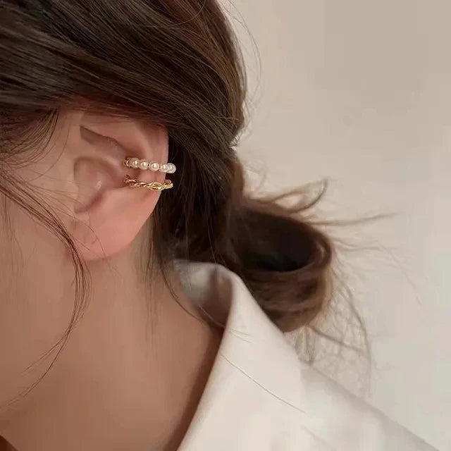 New Fashion Zircon Double-layer Ear Cuff No Piercing Earring 2023 Trendy Punk Unique Metal Geometric Ear Clip for Women Jewelry