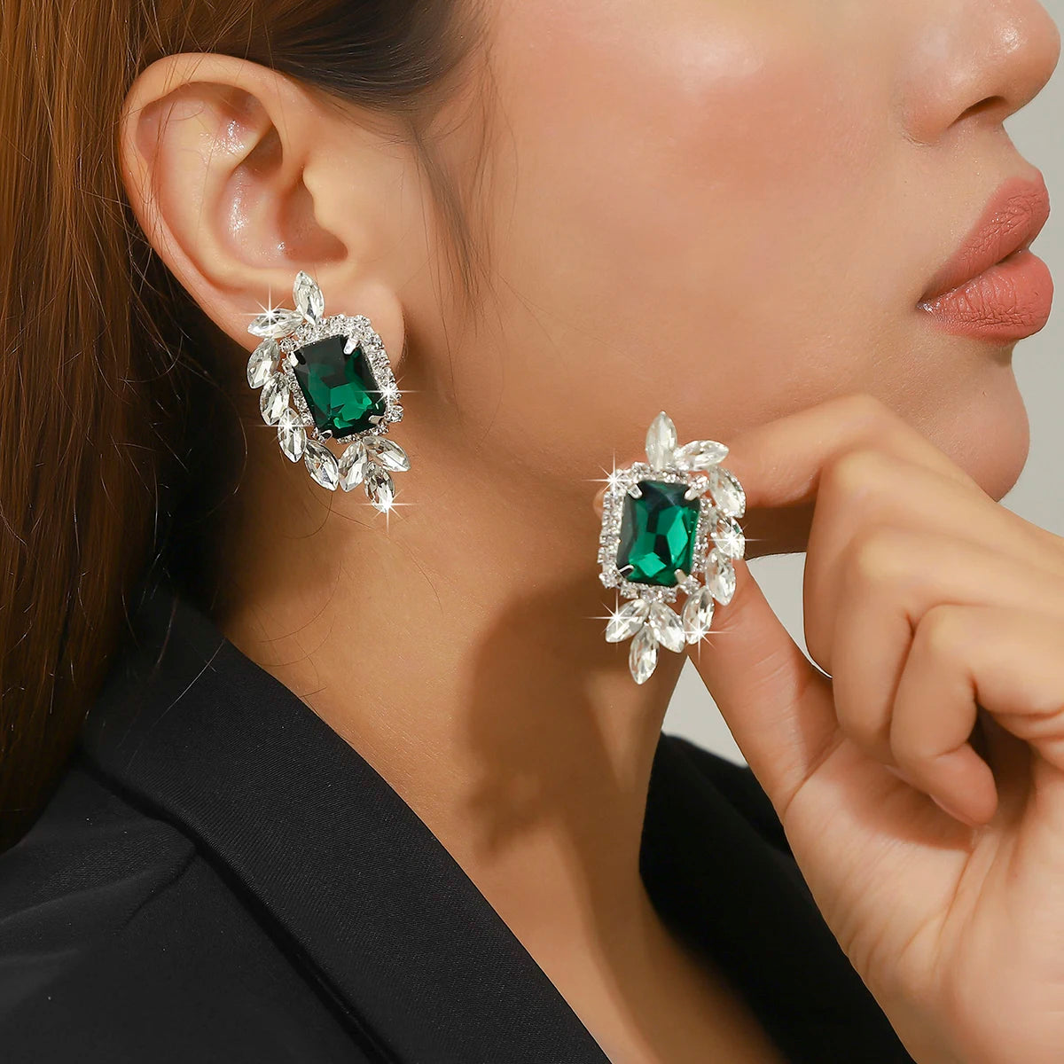 Women Fashion Shiny Rhinestone Big Drop Dangle Earrings Maxi Evening Dress Statement Earrings Accessories Wedding Bride Jewelry
