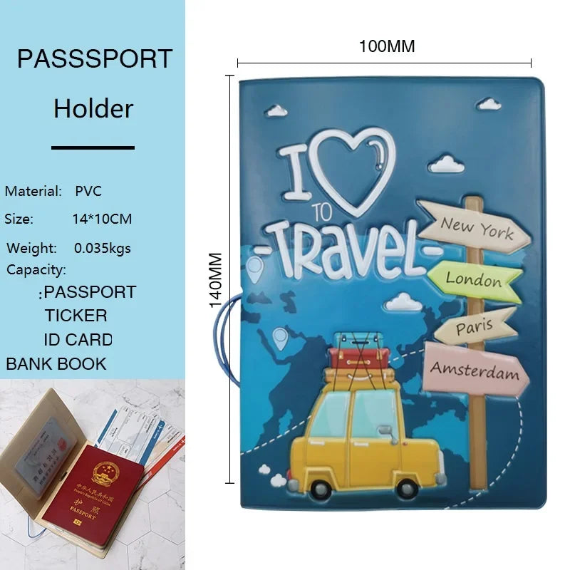 Fashion Emboss Women's Passport Cover Print Girls Boys ID Card Holder Travel Ticket Passport Case Drop Shipping