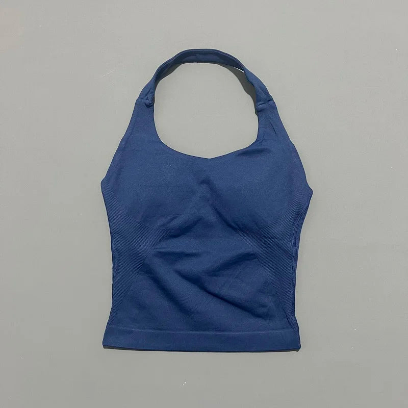 Women Sports Yoga Vest Running Gym Top Fitness Quick-Dry Workout Vest High Elastic Yoga Tank Top Gym Seamless Workout Sports Bra