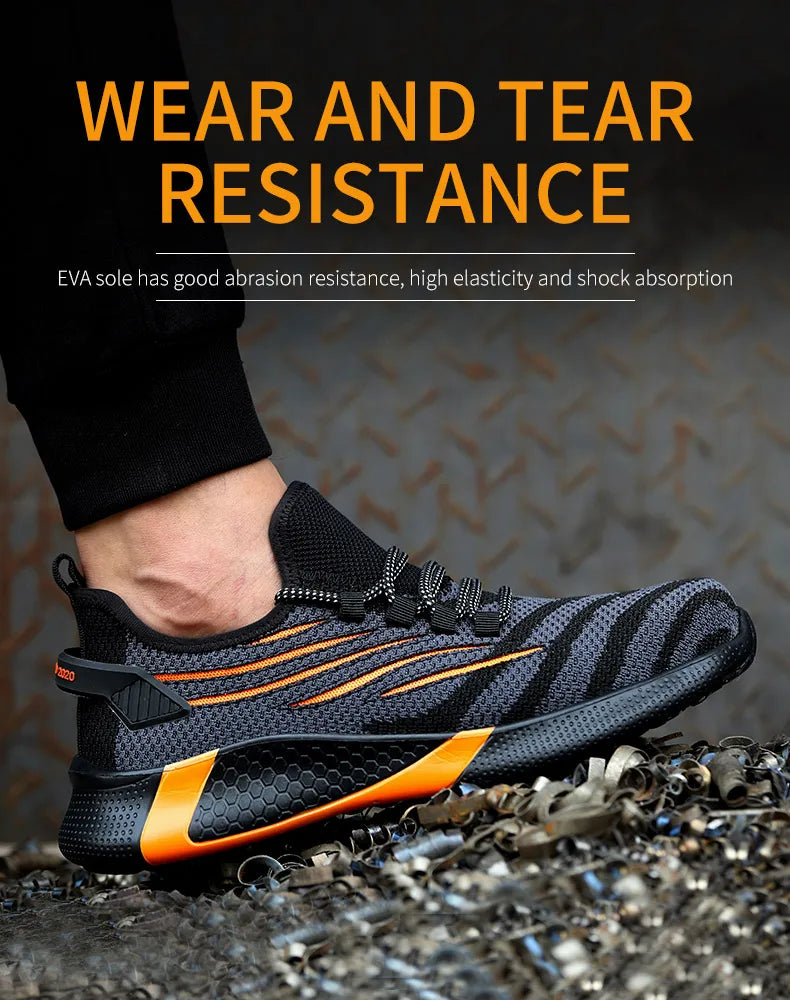 Men Work Safety Shoes Anti-puncture Protective Shoes Men Indestructible Work Shoes Men Boots Lightweight Breathable Safety Boots