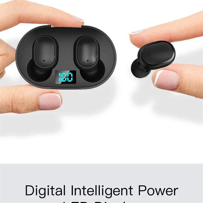 Digital Display Bluetooth Earphones with Mic TWS E6S Wireless Bluetooth Headset Noise Cancelling Headset for Xiaomi Huawei Oppo