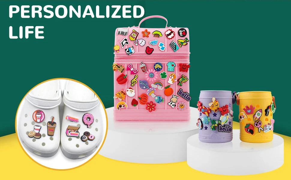 30-200Pcs Random Mixed Shoe Charms Decoration Fit Bubble Slides Clog Sandals Ornament Shoes Accessories Pins kids Party Gifts