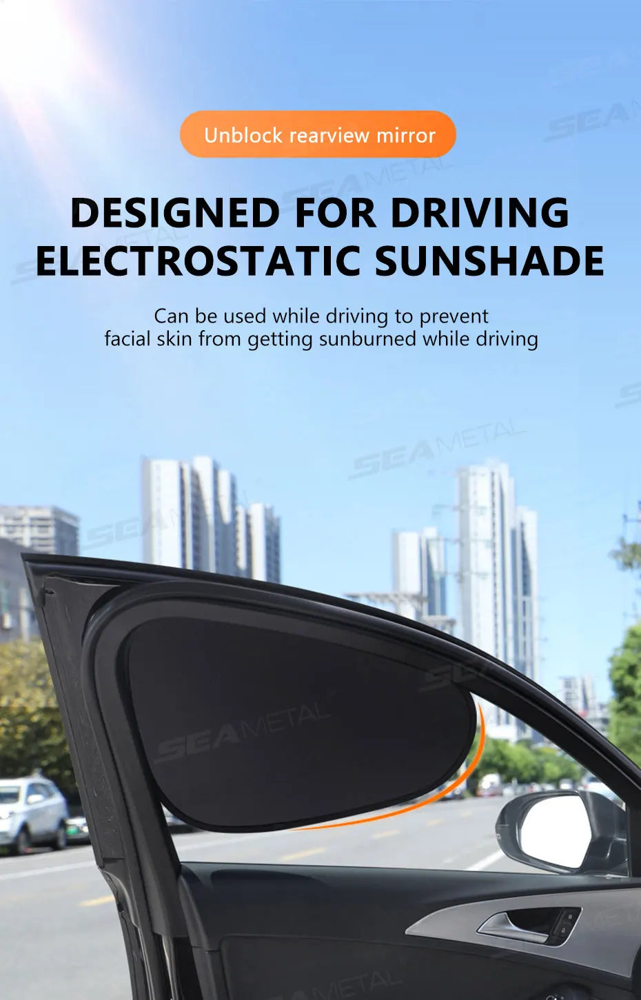 SEAMETAL Electrostatic Sun Visor for Car Side Window 4-Layer Sun Shade Curtains Anti-Glare UV-Blocker Auto Sun Protection Cover