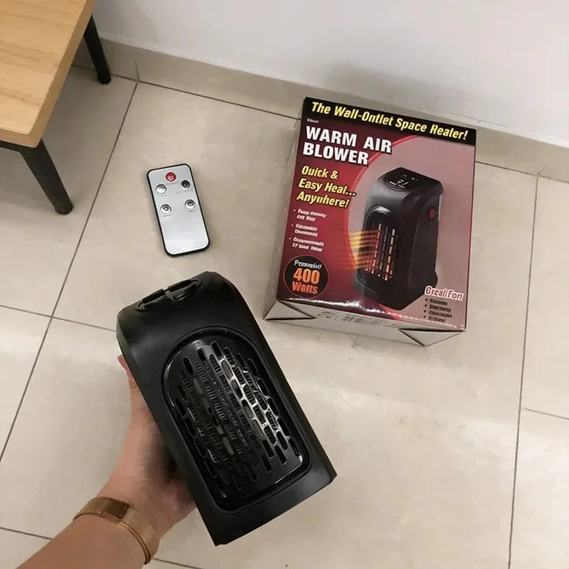 Portable Electric Heater for Rooms, Plug-In Wall Mini Radiator Fan Warmer, Compact Home Heating Appliance