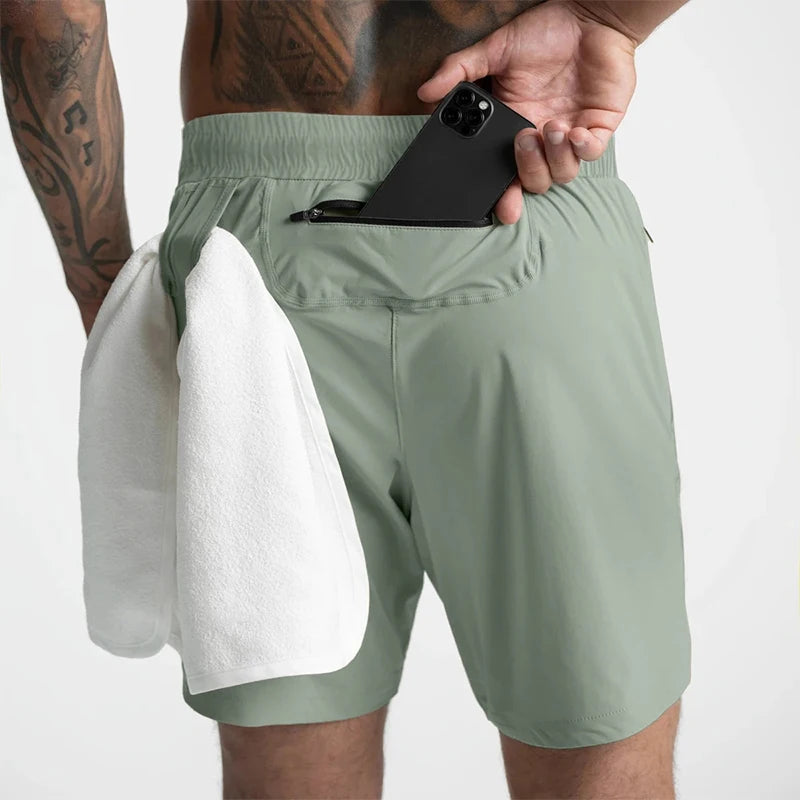 2024 Men's Single-Layer Woven Quick-Drying Solid-Color Shorts for Running, Fitness, and Casual Wear (American Fifth Pant Style)