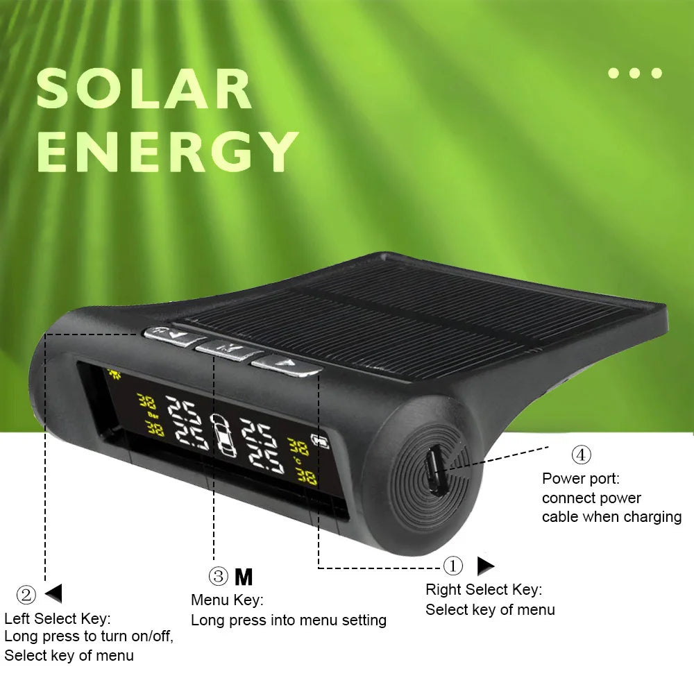 Car Tire Pressure Monitoring System Car Tyre Pressure Monitor Tyre Pressure Alarm 4 External Sensors