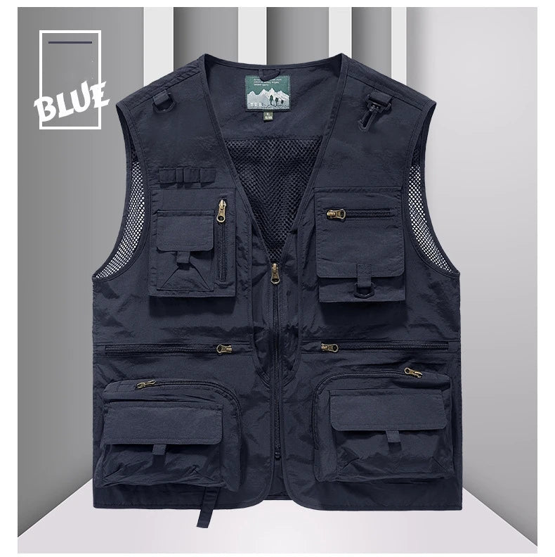 FGKKS Men Multi Pockets Vest Men's New Breathable Outdoor Fishing Vest Quality Design Leisure High Tech Male Jacket
