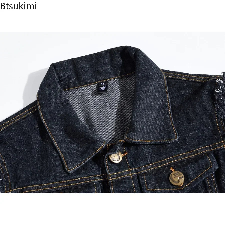 2025 Men's Fashion Jeans Sleeveless Jacket Vest Male Black Blue Denim Jeans Vest  Man Cowboy Outdoors Waistcoat Mens Jacket Vest