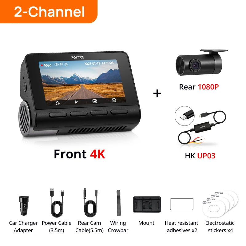 70mai 4K Dash Cam A800SE Upgraded Version of 70mai A800S Voice Control Supercapatior GPS ADAS Car DVR 70mai A800SE UHD Wifi 6