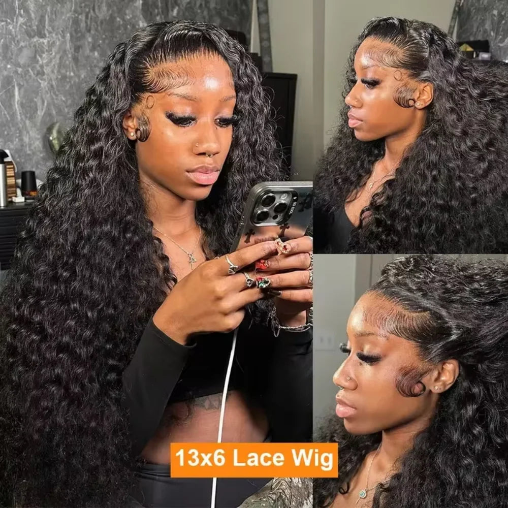 Natural Deep Wave Human Hair Wigs 40 Inch Extra Long 13x4 13x6 HD Lace Frontal Design 250 Density Voluminous Tangle Free Durable Hair Wigs