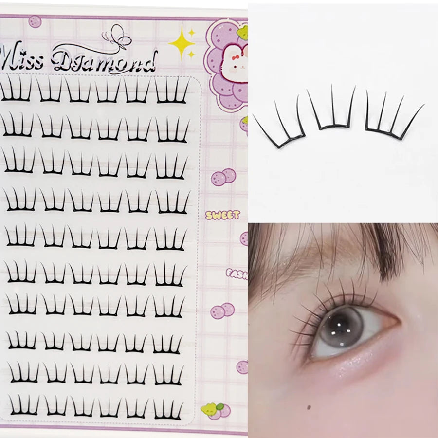 10 Rows Dense Natural False Eyelashes Segmented Glue-free Eyelash Extension Korean Women's Group Lightly Curling Eyelash Cluster