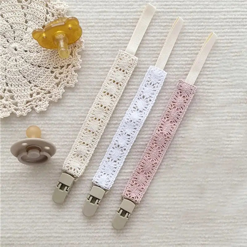 Lace Baby Pacifier Clip Chain Trendy Cloth & Plastic Pacifier Holder Teether Toy Ceether Toys Straps Nipple Holder Clips