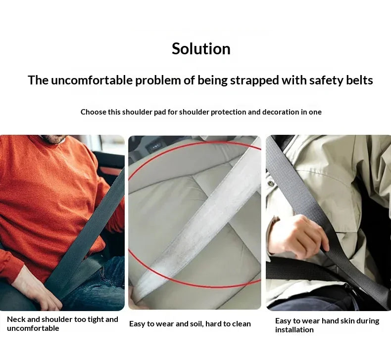 1PCS Car Seat Belt Protective Cover Anti-neck Strangling Skin-feel Leather Fine Hole Car Seat Belt Shoulder Guard Cover