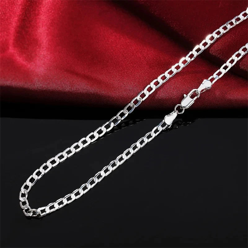 Men's Silver Color Necklace 2/4/6/8/10/12MM 40-75cm Face Chain Necklace Lobster Clasp Men And Women Engagement Jewelry