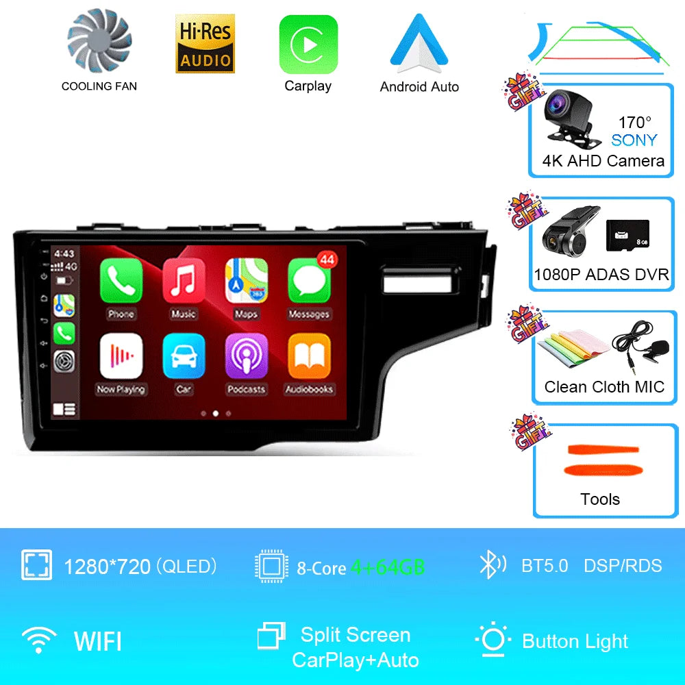 2K Screen Android 16 Carplay Multimedia Radio Player for HONDA FIT JAZZ 2014-2020 DSP 2din Autoradio Stereo Head Unit