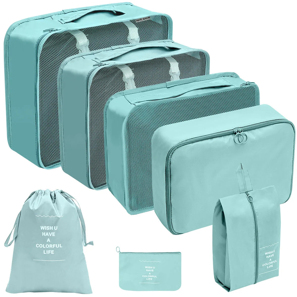 7/10 Pcs Set Travel Organizer Storage Bags Suitcase Packing Cubes Cases Portable Wardrobe Luggage Clothes Shoe Pouch Fold