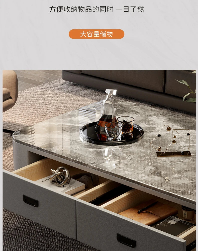 Luxury Marble Effect Coffee Tables Modern Design Square Storage Coffee Tables Minimalist Aesthetic Stolik Kawowy Home Furniture