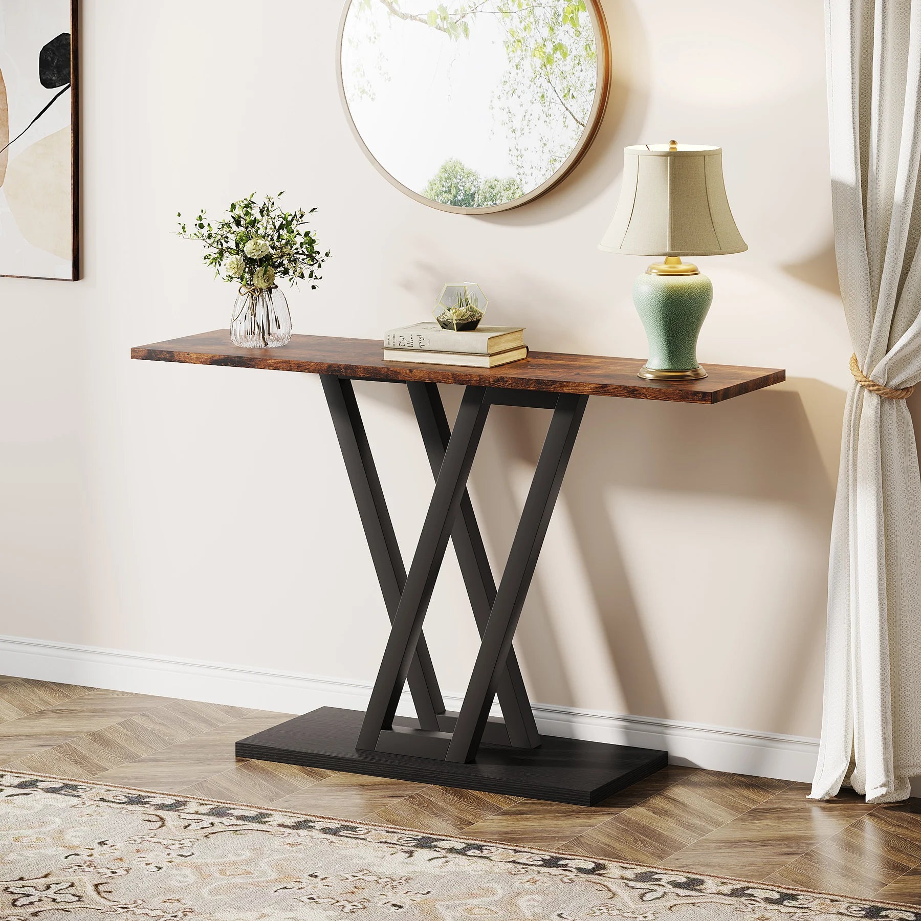Tribesigns 110 cm Console Table Industrial Entryway Hallway Table  Living Room Furniture