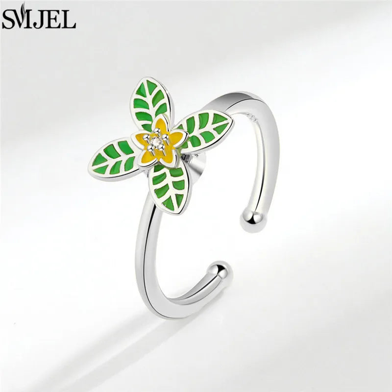 Ethnic Fashion Daisy Flower Anxiety Ring Adjustable Women Girls Worry Stress Relief Jewelry Spinning Fidget Rings Party Gifts