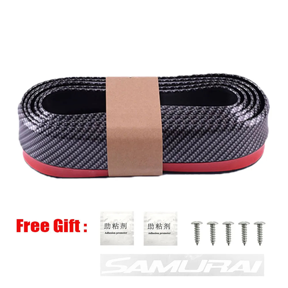Car Front Bumper Lip Carbon Fiber Rubber Universal  Protector Bumper Lip Strip Spoiler Side Skirt Rubber Anti Scratch Protector