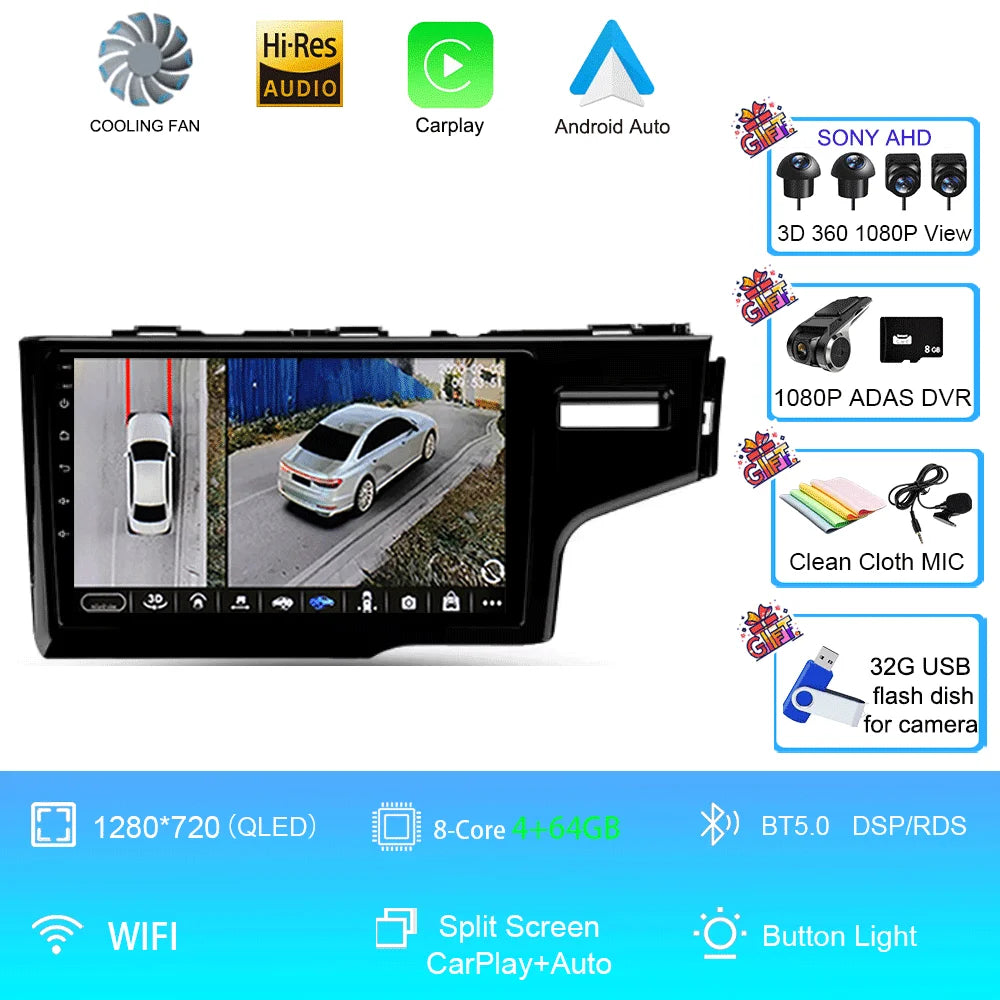 2K Screen Android 16 Carplay Multimedia Radio Player for HONDA FIT JAZZ 2014-2020 DSP 2din Autoradio Stereo Head Unit