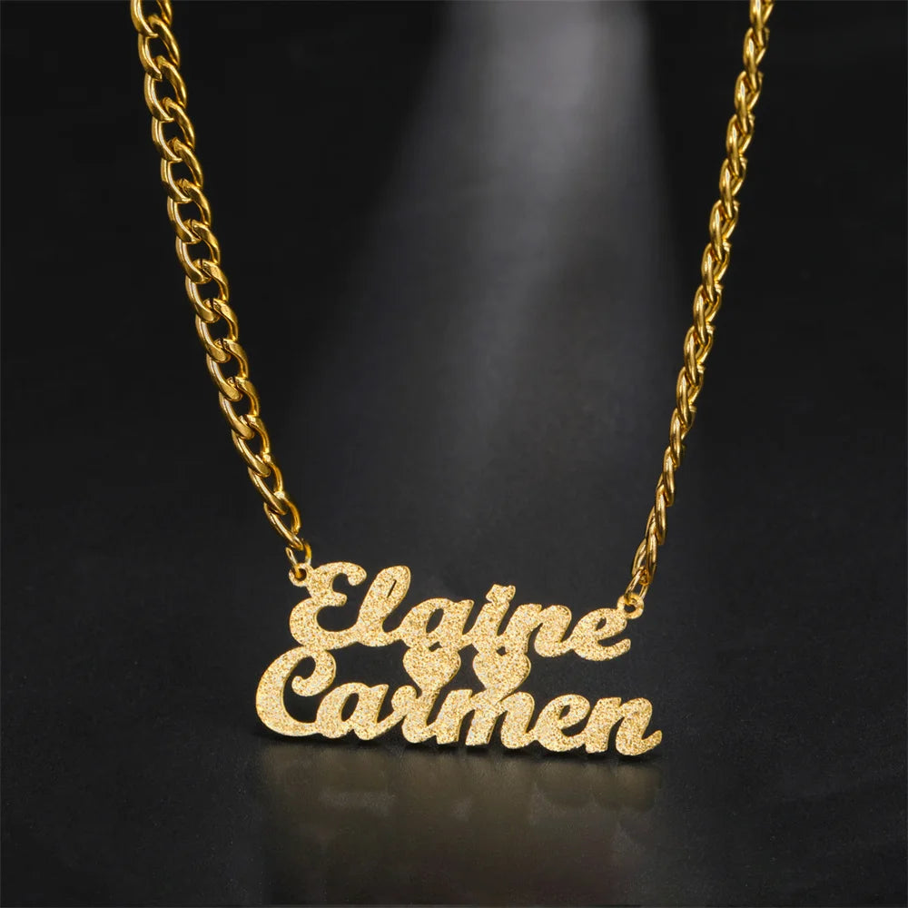 My Shape Custom Name Sparkling Necklaces Stainless Steel Customized Bling Frosted Pendants Personalized Name Chain Jewelry Gifts