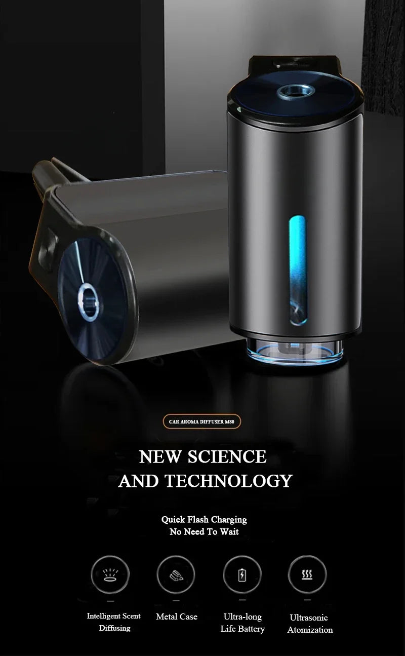 Smart Fragrance Diffuser Auto Air Vent Car Air Freshener Car Interior Deodorizer Aroma Humidifier Start Stop Car Accessories