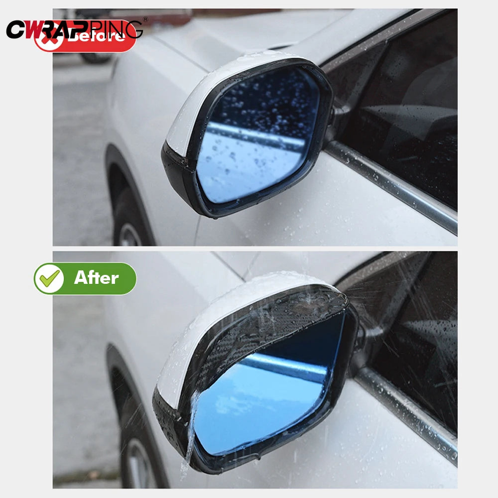 2/4Pcs Carbon Fiber Car Rearview Mirror Rain Shield Eyebrow Flexible Rearview Mirror Rain Shield Protector Eyebrow Rain Cover