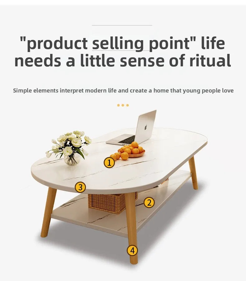 Coffee Table Living Room Small Apartment Multi-functional Small Tea Table Nordic Simple Homestay Double-layer Small Table