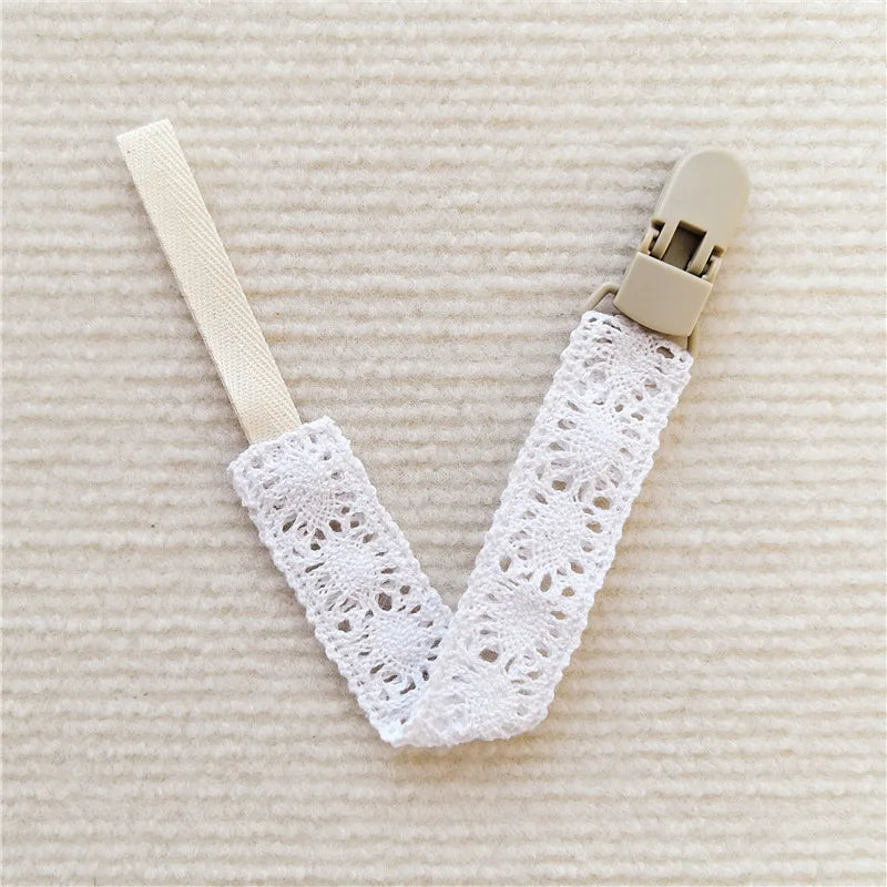 Lace Baby Pacifier Clip Chain Trendy Cloth & Plastic Pacifier Holder Teether Toy Ceether Toys Straps Nipple Holder Clips