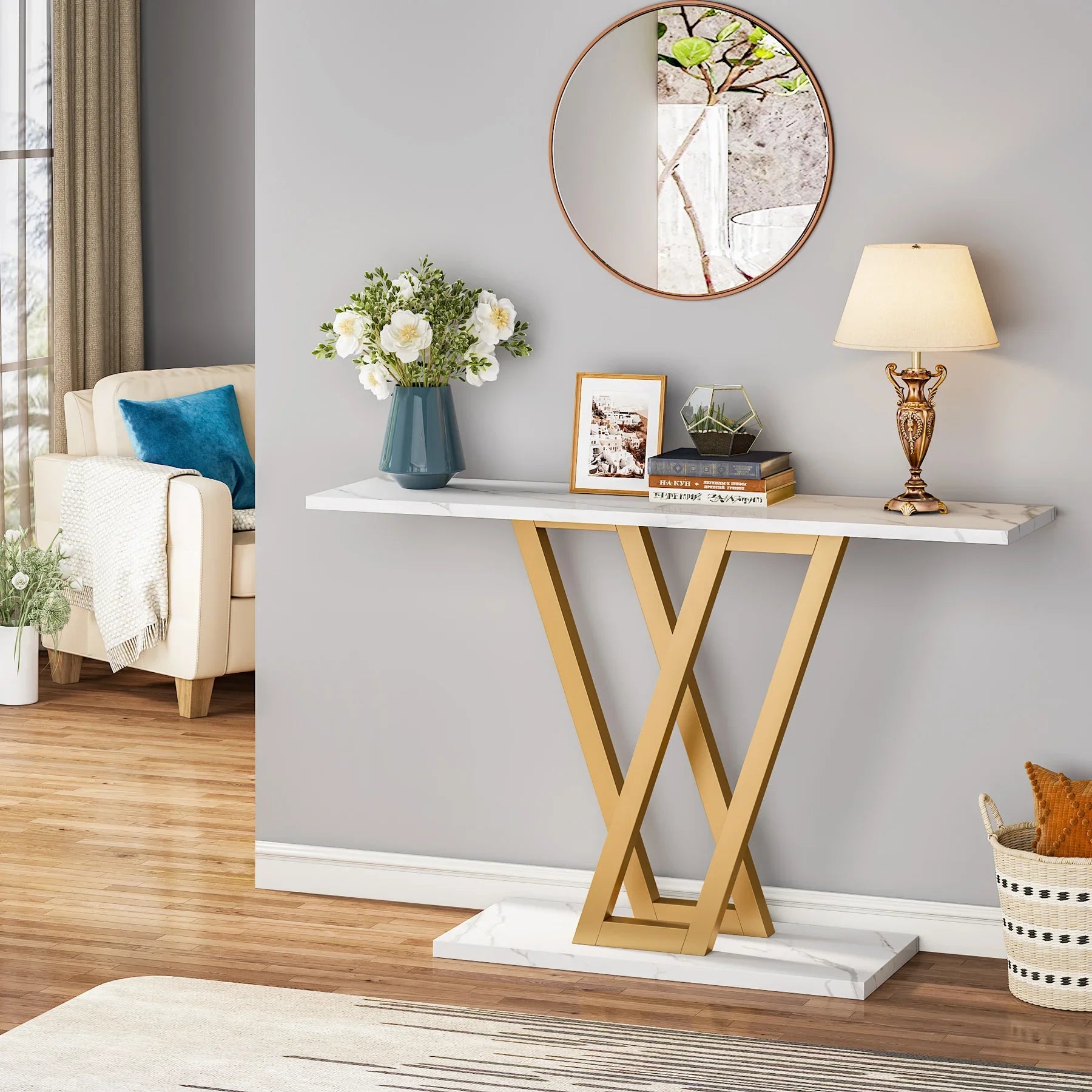 Tribesigns 110 cm Console Table Industrial Entryway Hallway Table  Living Room Furniture