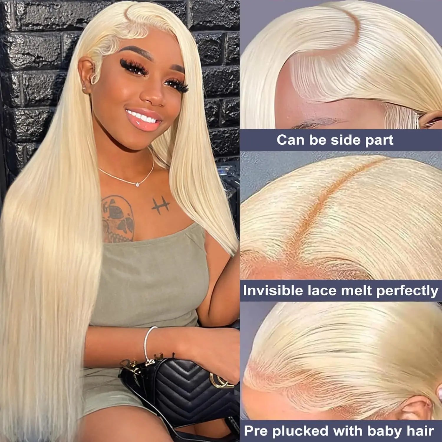 30 Inch 613 Lace Front Wig Human Hair Blonde 13X6 HD Transparent Lace Front Wigs Human Hair 180% Density Blonde L Wigs 613 HD Straight Lace Frontal Wig Pre Plucked
