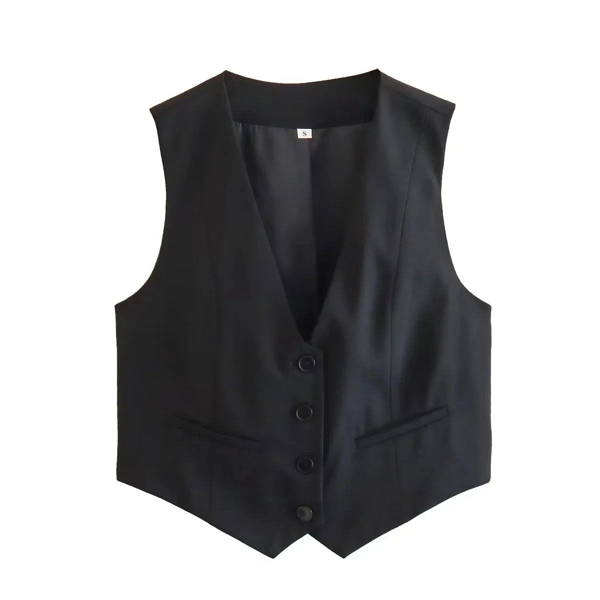 HH Women Fashion Solid Suit Vest Sleeveless Cropped Waistcoat Tops Vests Spring Summer Casual Office Lady Chic Tops