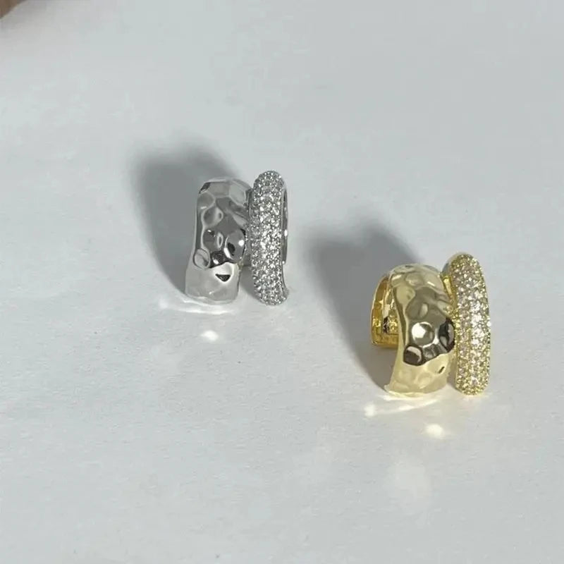 New Fashion Zircon Double-layer Ear Cuff No Piercing Earring 2023 Trendy Punk Unique Metal Geometric Ear Clip for Women Jewelry