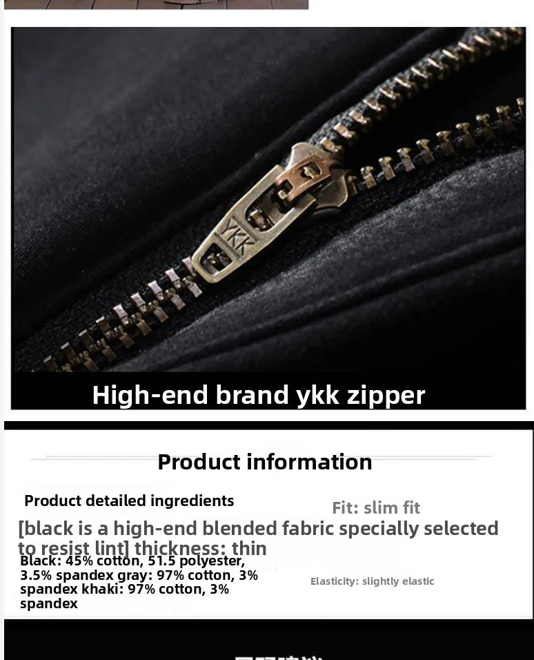 2026 Summer Thin Cotton Men's Casual Pants Trendy Versatile Elastic Light Business Trousers Work Formal Slim Straight Pants