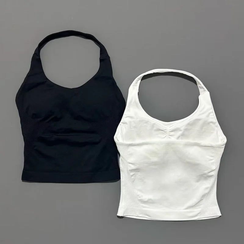 Women Sports Yoga Vest Running Gym Top Fitness Quick-Dry Workout Vest High Elastic Yoga Tank Top Gym Seamless Workout Sports Bra