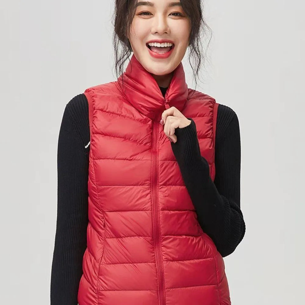 New 2026 Women Women Ultra Light Down Vests Slim Sleeveless Jacket Portable Girl Lightweight Windproof Waistcoat