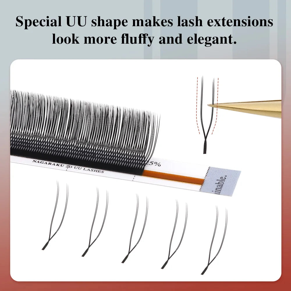 NAGARAKU U Shape YY 2D UU Soft Light Natural Eyelash Extensions Parallel Makeup Supplies