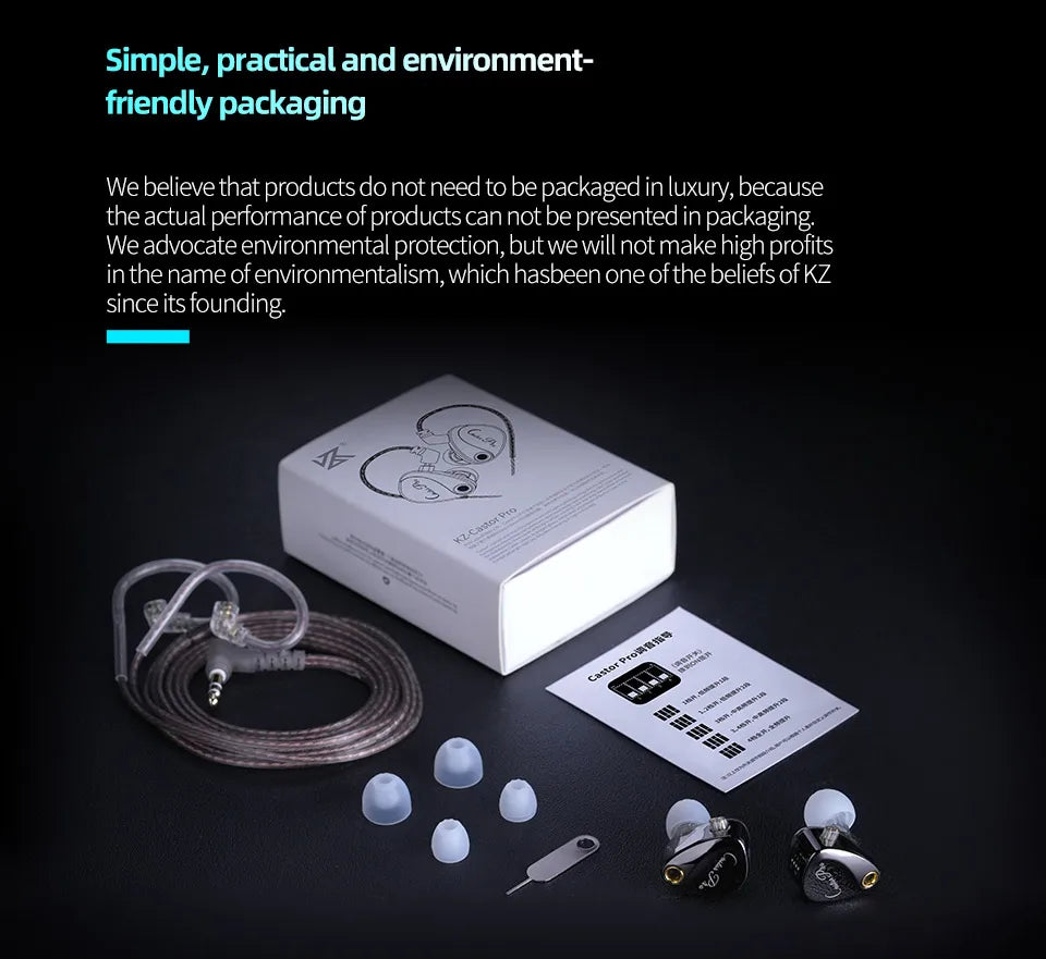 KZ Castor PRO 2DD Dynamic in Ear Earphones High-end Tunable Earphones Stets A New Benchmark for Hfi Sound Quality Bass Headsets