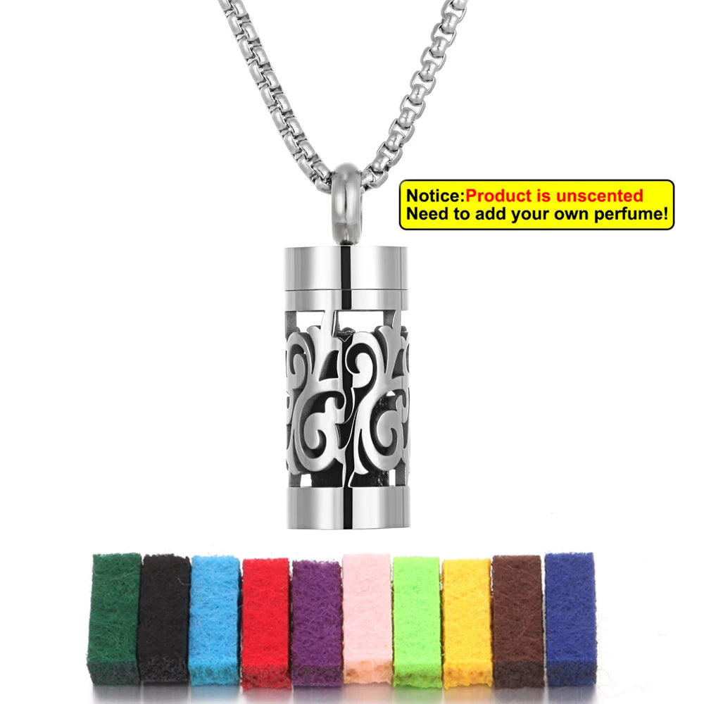 New Stainless Steel Aromatherapy Hollow Out Pendant Angel Wings Pattern Perfume Lockets Essential Oil Diffuser Necklace Jewelry