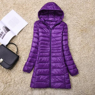 Plus Size 5XL 6XL 7XL Women's Hooded Puffer Jackets 2023 New Arrivals Female Ultra Lightweight Packable Warm Slim Fit Down Coat