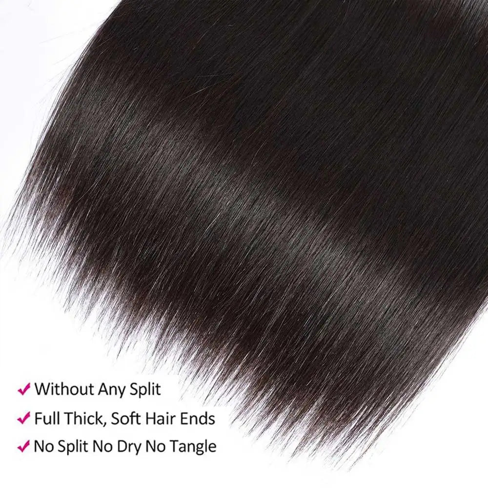 12A Brazilian Long Straight Hair 1/3/4 Bundle Deals Unprocessed Virgin Human Hair Bundles Natural Black Color 12-42 Inches