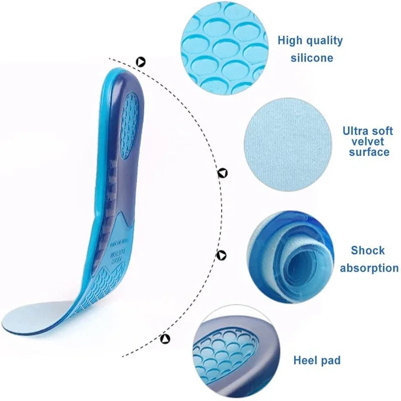 GEL Silicone Insoles for Shoes Orthotic Arch Support Insole Soft Shoe Inserts Sport Anti-slip Template for Man Women Shoe Sole