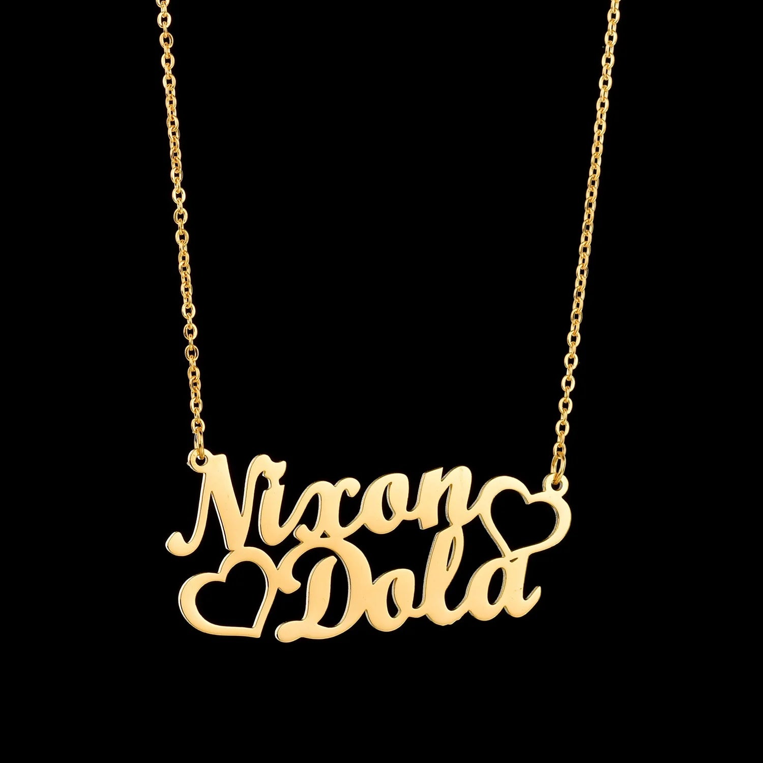 Atoztide Personalized Custom 2 Names Pendant Necklace for Women Stainless Steel Stone Heart Fashion Christmas Jewelry Gift