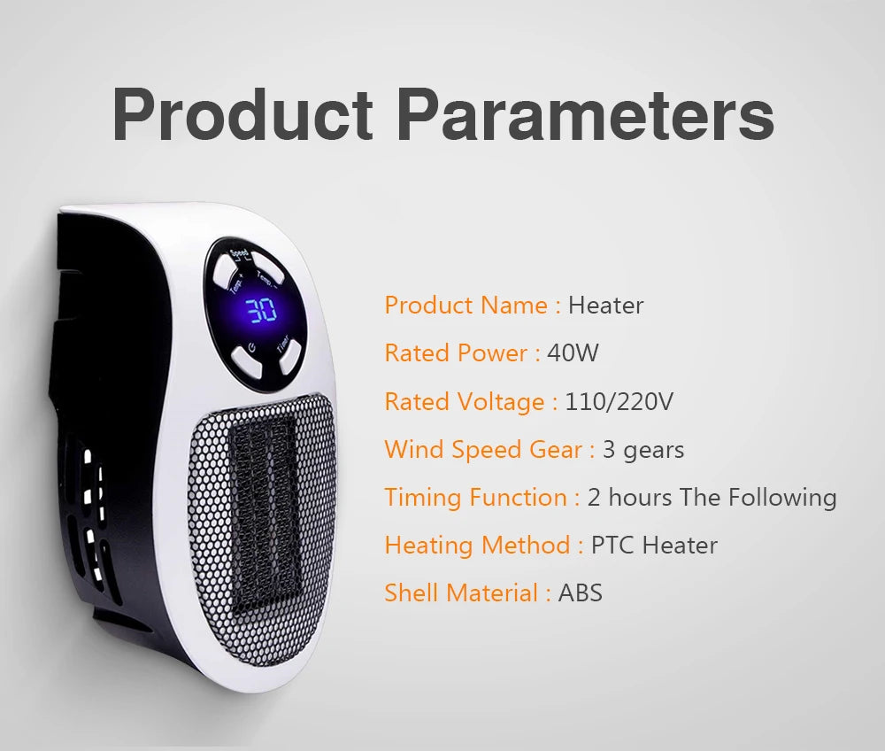 Plug In Electric Heater 500W Portable Room Heater Remote Control Mini Radiator Heating Stove Home Appliance Warmer